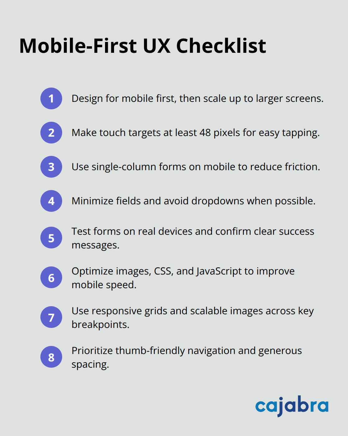 Quick checklist to improve mobile usability and conversions. - user experience