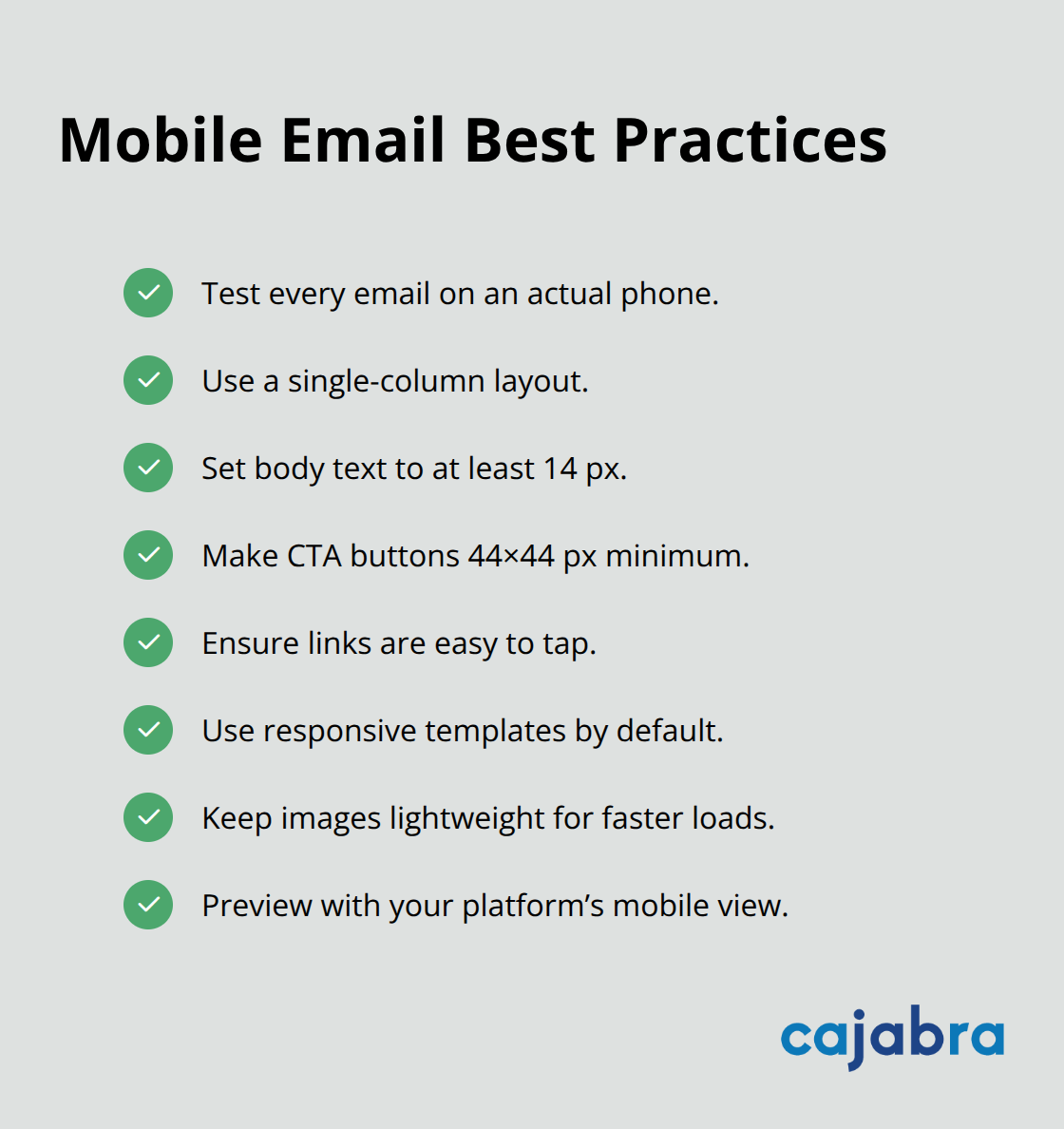 Checklist of mobile-first email design tips for accountants. - email marketing for accounting firms